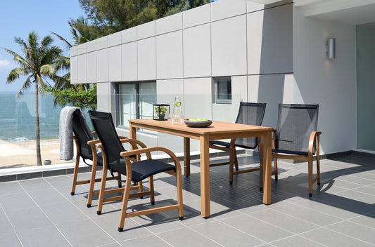 Amazonia Orlando 5 Piece Rectangular Patio Dining Set, Black Chairs