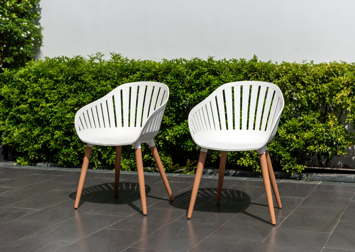 Amazonia Leyland 11 Piece Extendable Patio Dining Set, White Chairs