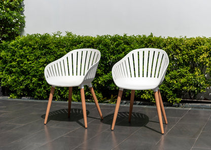 Amazonia Leyland 11 Piece Extendable Patio Dining Set, White Chairs