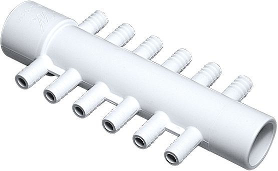 Waterway Plastics 806105206763 1" SKT X 1" spig W/(12) 3/8" Barbs Manifold