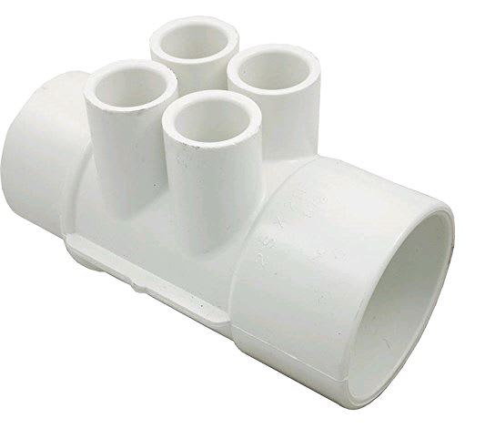 Waterway Plastics 806105119803 2" S X 2" Spigot X (4) 1/2" S Ports Spa Manifold