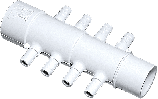 Waterway Plastics 1"[S] X 1" [Spigot] X [8] 3/8 Rb Barbs | 672-4340