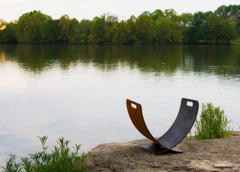 Fire Pit Art Wings of Flight Log Rack, Carbon Steel