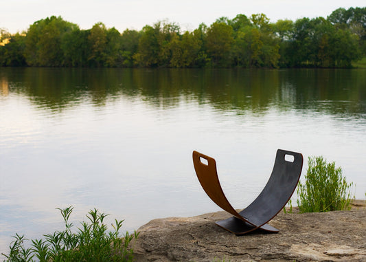 Fire Pit Art Wings of Flight Log Rack, Carbon Steel, model WOF-Carbon