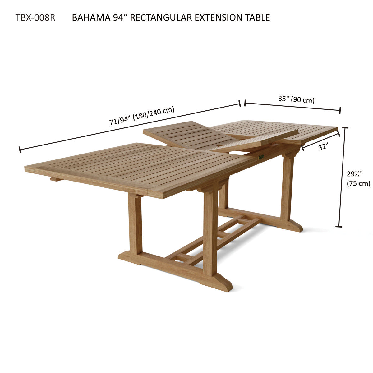 Anderson Teak Bahama 8-Foot Rectangular Extension Table