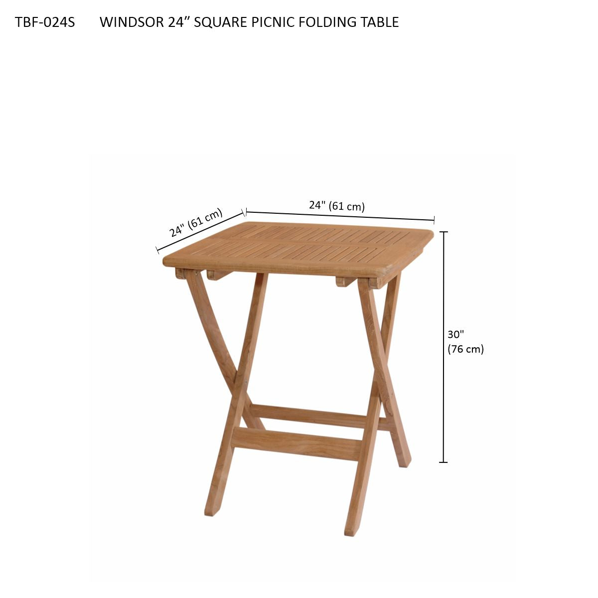 Anderson Teak Windsor 24" Square Picnic Folding Table