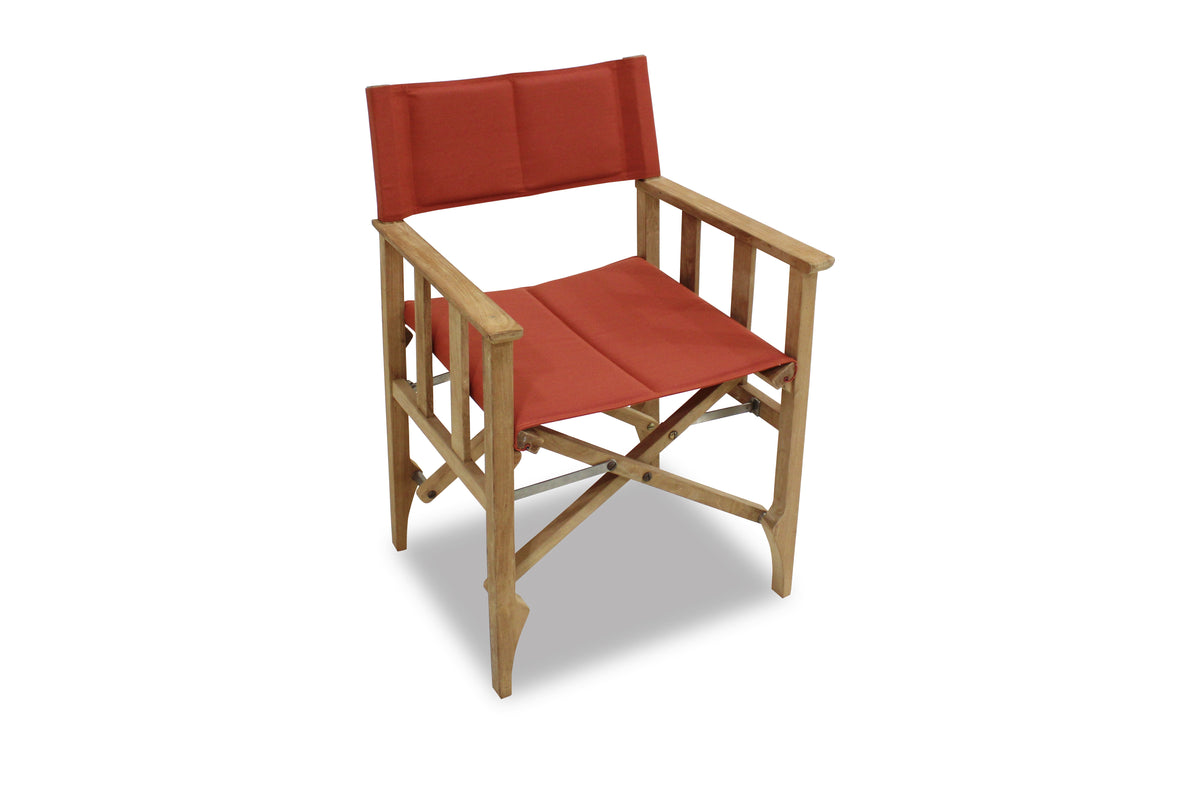 LifestyleGarden Zircon Teak Folding Director Chair, Red