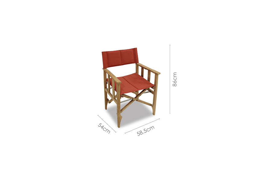 LifestyleGarden Zircon Teak Folding Director Chair, Red