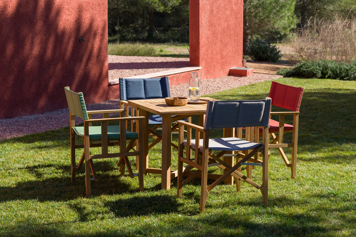LifestyleGarden Zircon Teak Folding Director Chair, Red