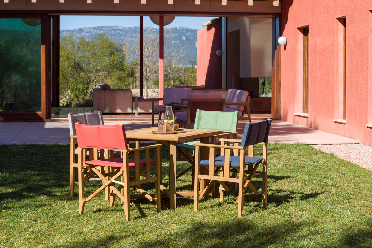 LifestyleGarden Zircon Teak Folding Director Chair, Piquant Green