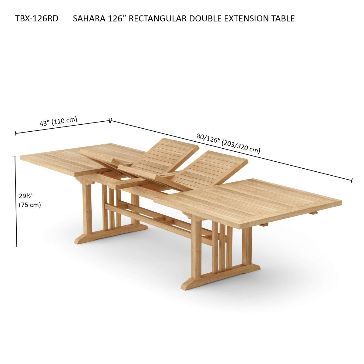 Anderson Teak Sahara 126" Rectangular Double Ext. Table