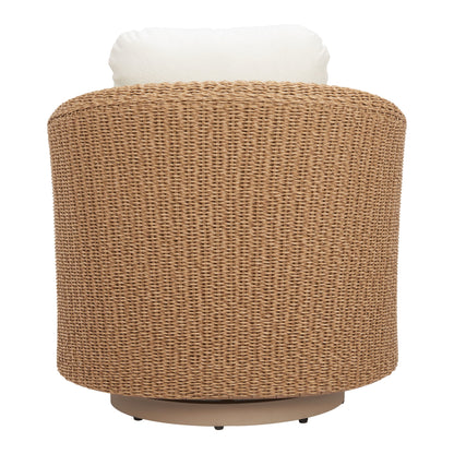 Solara Outdoor Patio Swivel Chair, Ivory