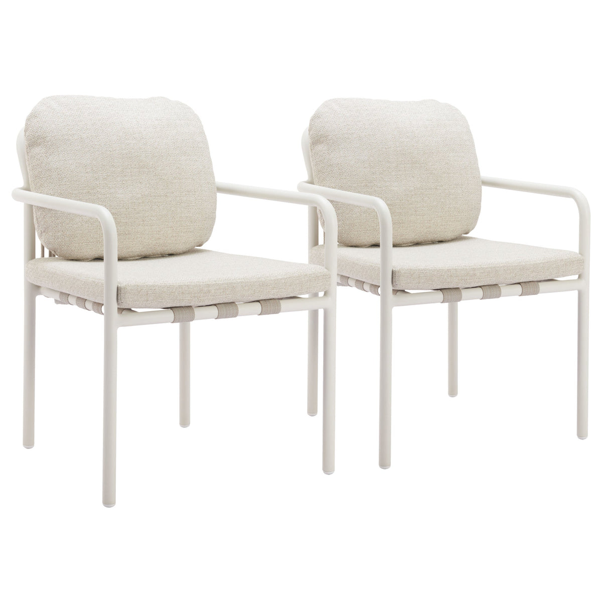 Aite Outdoor Patio Dining Chair, Set of 2, Beige