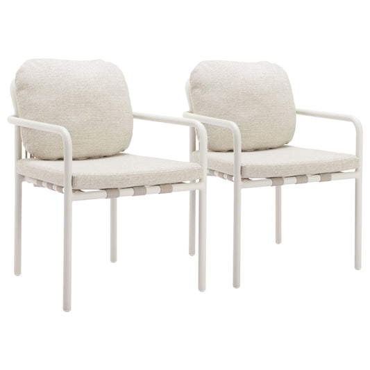 Aite Outdoor Patio Dining Chair, Set of 2, Beige