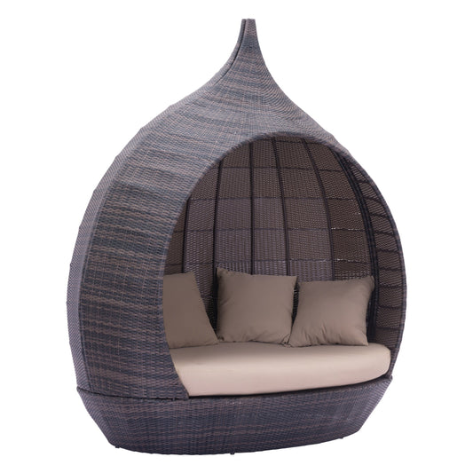 Martinique Outdoor Patio Beach Daybed, Brown & Beige