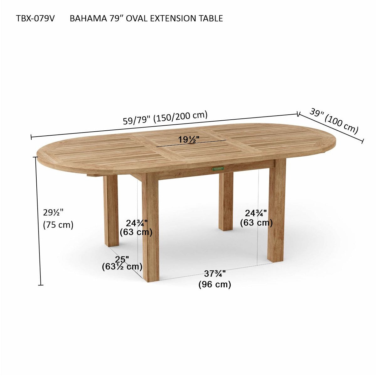 Anderson Teak Bahama 78" Oval Extension Table