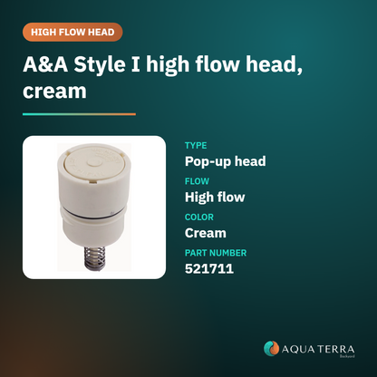 A&A Caretaker replacement cream high flow in-floor cleaning head 521711, at a glance card with color and part number
