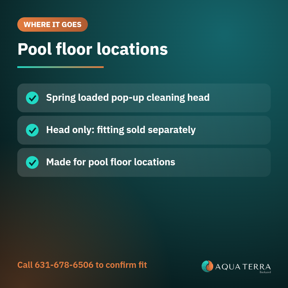 A&A Caretaker replacement cream high flow in-floor cleaning head 521711, card showing where the part goes in the pool