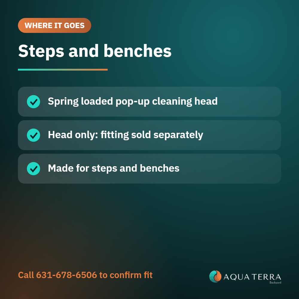 A&A Style I black low flow in-floor cleaning head 521771, card showing where the part goes in the pool