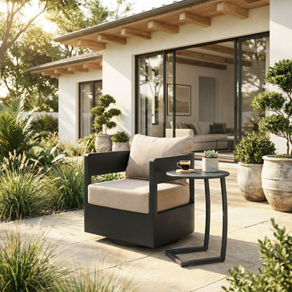 Noga Outdoor Patio End Table, Black