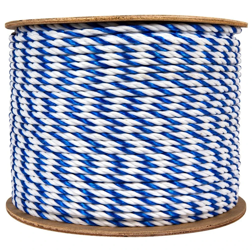 Aamstrand 3/4 inch blue and white pool rope 10352 on a spool, supplier photo