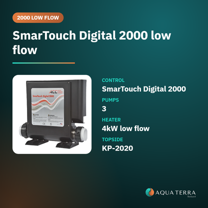 ACC SmarTouch Digital 2000 low flow spa control at a glance: 3 pumps, 4kW heater, KP-2020 topside