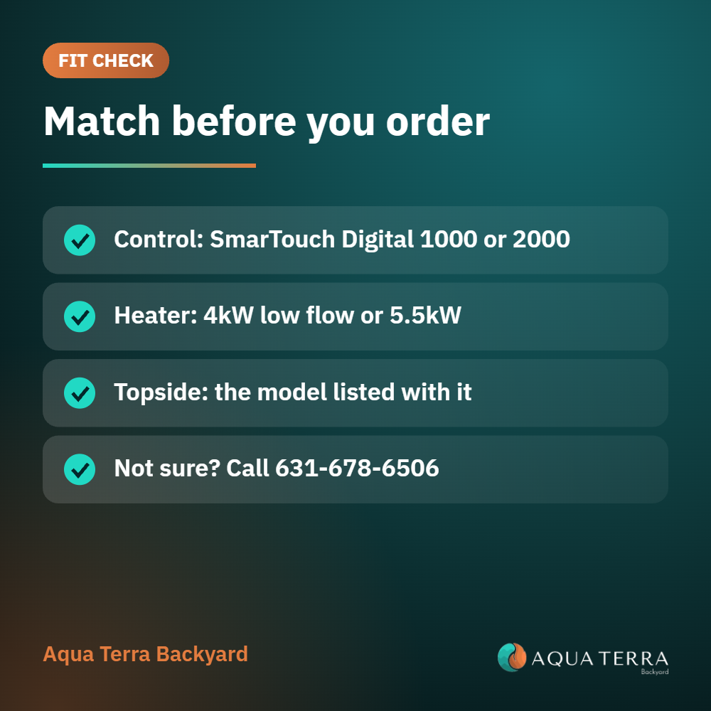 ACC SmarTouch Digital 2000 no neutral spa control fit check card for matching your spa wiring