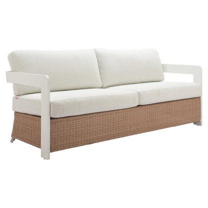 Gelo Outdoor Patio Sofa, White & Brown