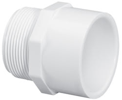 Lasco PVC Adapter, MPT x Slip, White, Schedule 40, model 436005