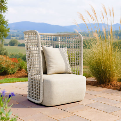 Hudu Outdoor Patio Accent Chair, Beige