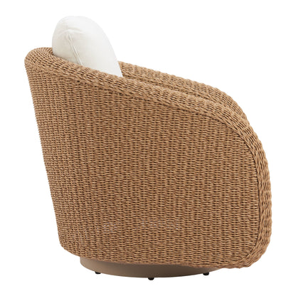 Solara Outdoor Patio Swivel Chair, Ivory