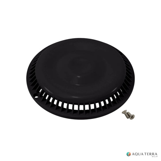 Afras 11064BK black anti-vortex pool drain cover with screws shown on a white background, supplier photo