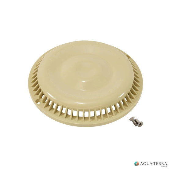 Afras 11064TAN tan anti-vortex pool drain cover with screws shown on a white background, supplier photo