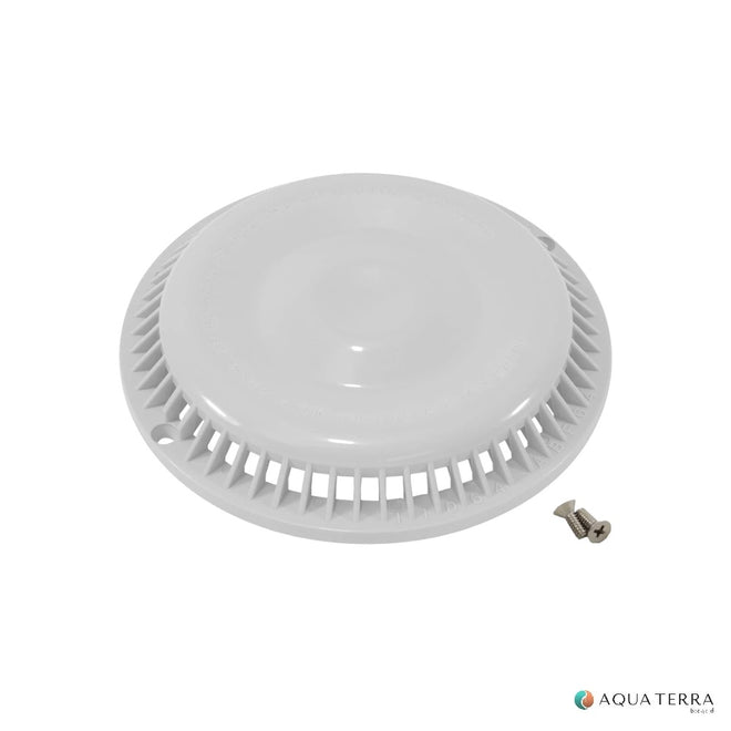 Afras 11064W white anti-vortex pool drain cover with screws shown on a white background, supplier photo