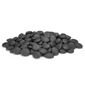 American Fyre Design Black Creekstones, a pile of smooth rounded stones, model CSTN-20-B