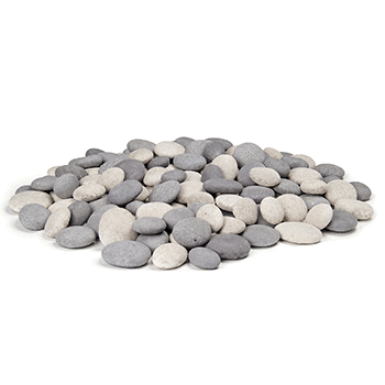 American Fyre Design Mixed Creekstones, a pile of smooth rounded stones in a blend of colors, model CSTN-20-CG
