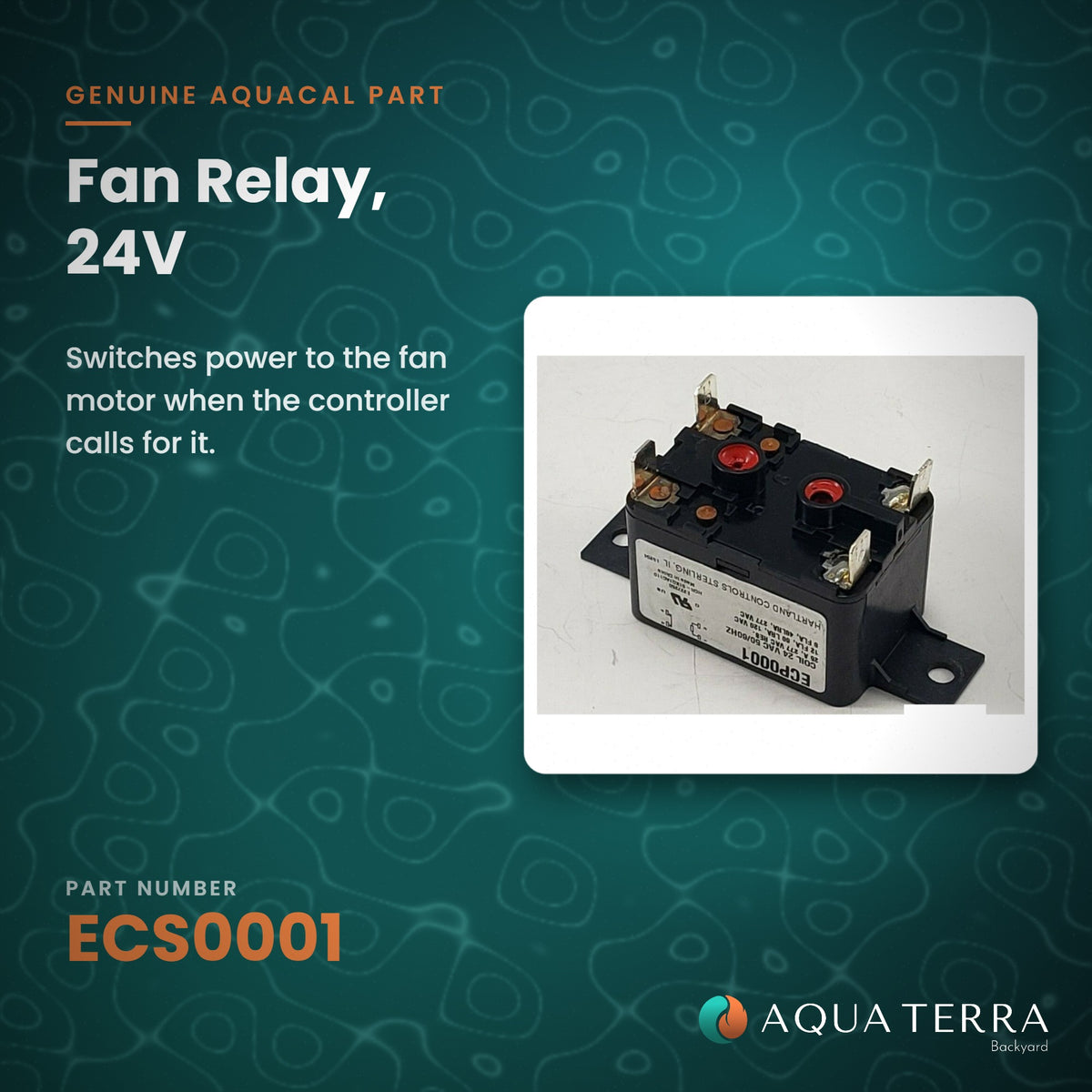AquaCal Fan Relay, 24V, model ECS0001, view 2