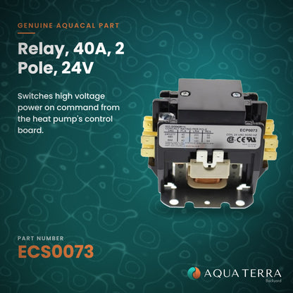 AquaCal Relay, 40A, 2-Pole, 24V, model ECS0073, view 2