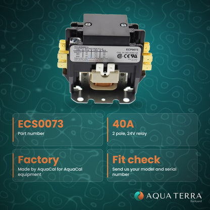 AquaCal Relay, 40A, 2-Pole, 24V, model ECS0073, view 3