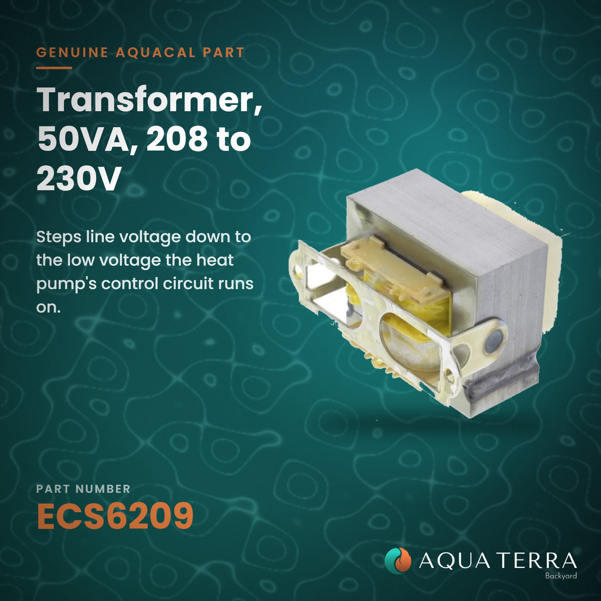 AquaCal Transformer, 50VA, 208-230V, model ECS6209, view 2