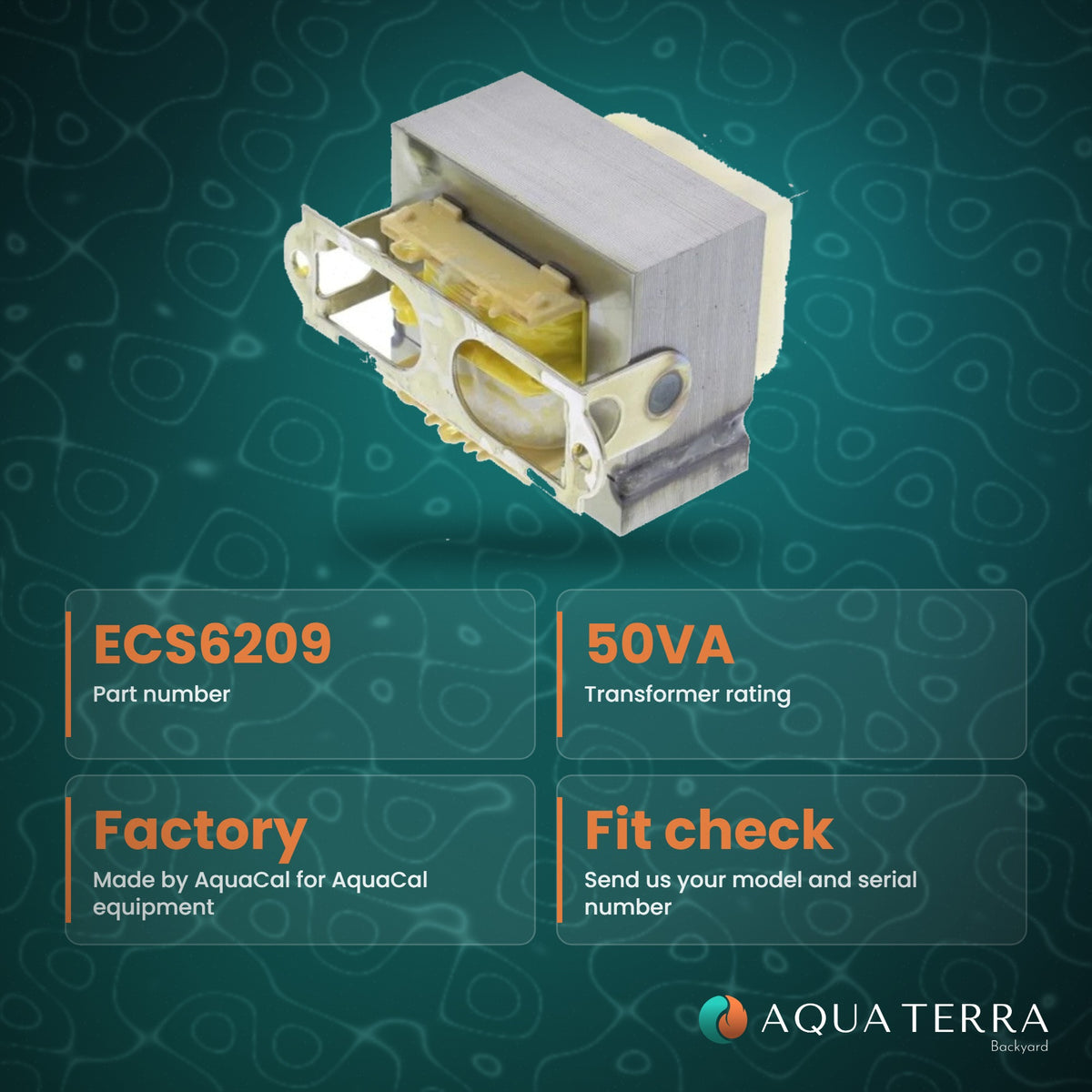 AquaCal Transformer, 50VA, 208-230V, model ECS6209, view 3