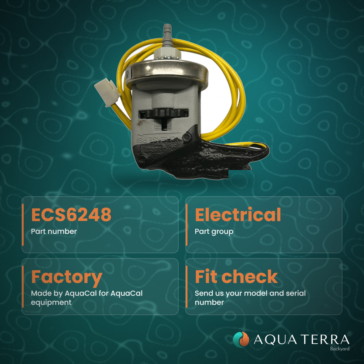 AquaCal Pressure Switch, model ECS6248, view 3