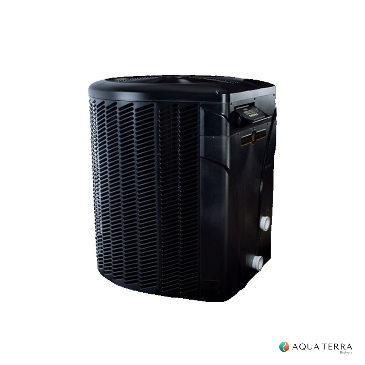 AquaCal SQ140R pool heat pump on white background, angled view 3