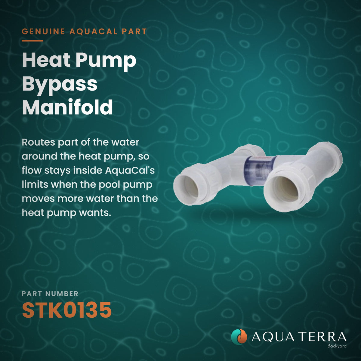 AquaCal Heat Pump Bypass Manifold, model STK0135, view 2