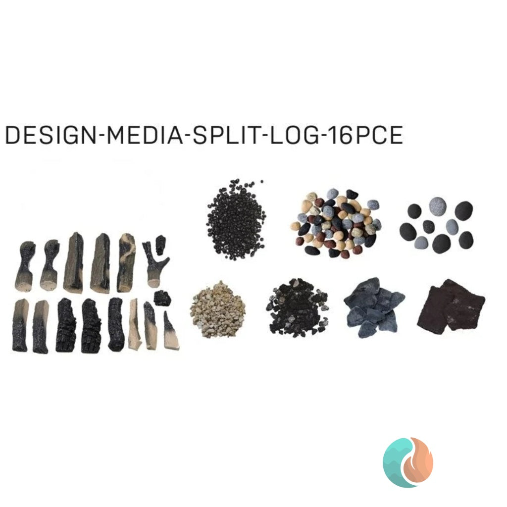 Amantii Split Log Deluxe Media Kit, 16 Piece | DESIGN-MEDIA-SPLITLOG-16PCE