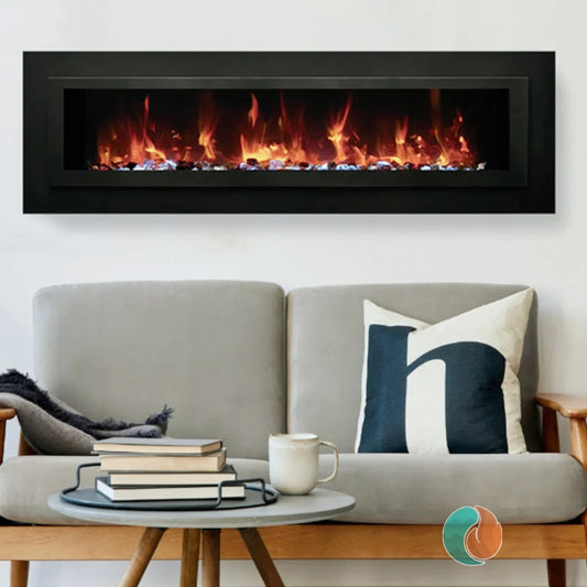 Amantii Wall Mount & Flush Mount Electric Fireplace, 88" | WM-FML-88-9623-STL