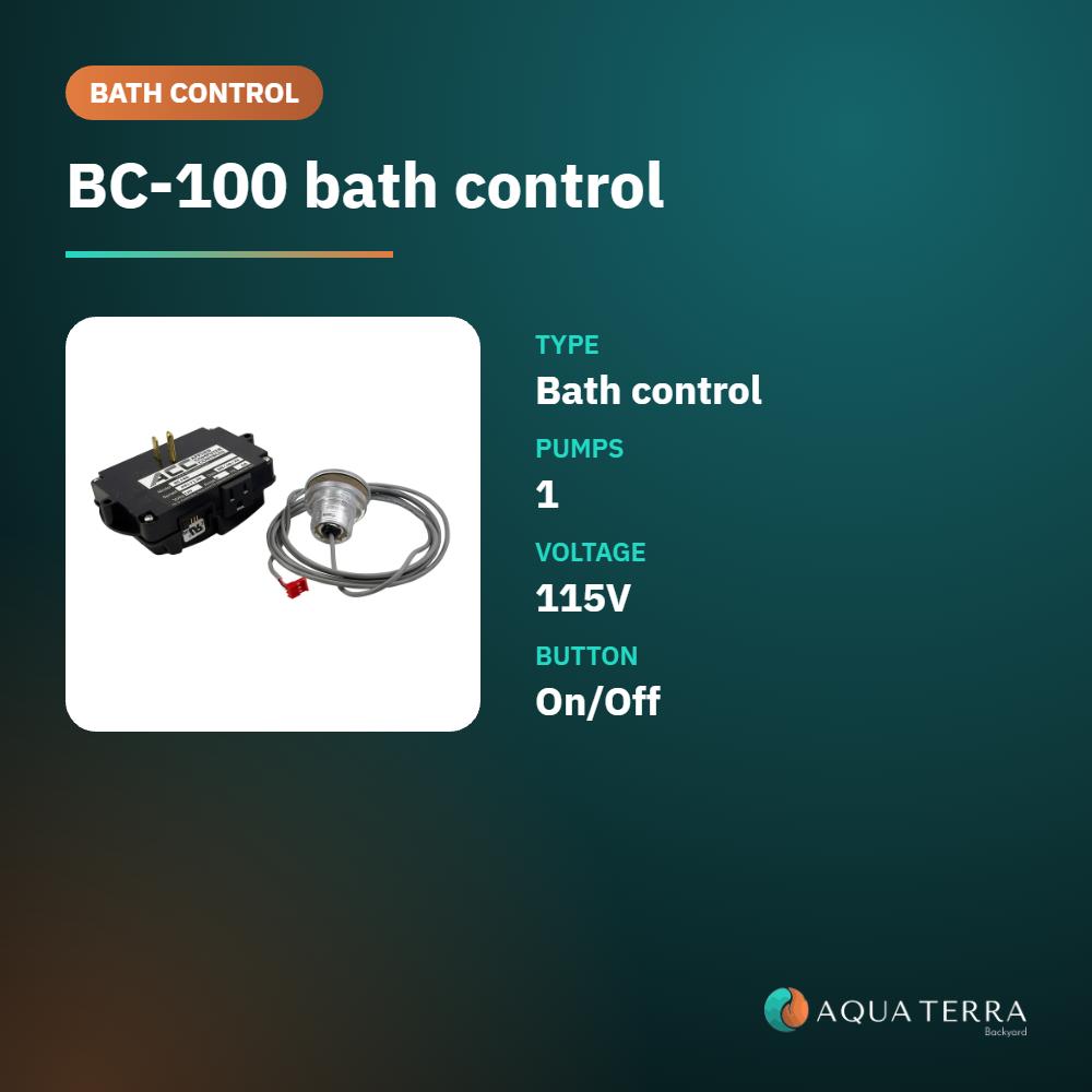 ACC BC100 bath control at a glance: 1 pump, 115V, on/off button
