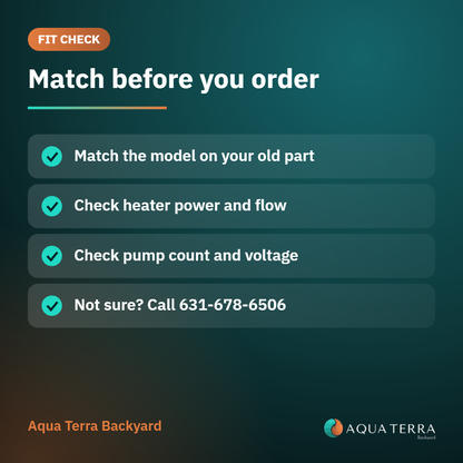 ACC 4kW low flow heater element fit check card for matching the part to your spa control