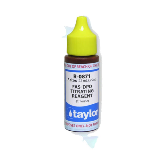 One 0.75 oz bottle of Taylor FAS-DPD Titrating Reagent for Chlorine