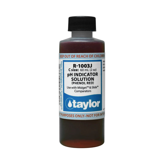 One 2 oz bottle of Taylor pH Indicator Solution for Midget and Slide Comparators